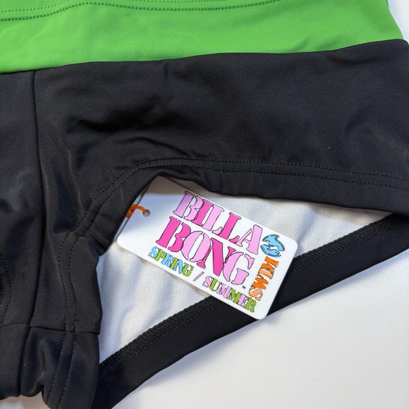 NWT Billabong Black & Green Bikini Bottoms Size M Low Rise Surf Swim shorts 💚 - Picture 2 of 9